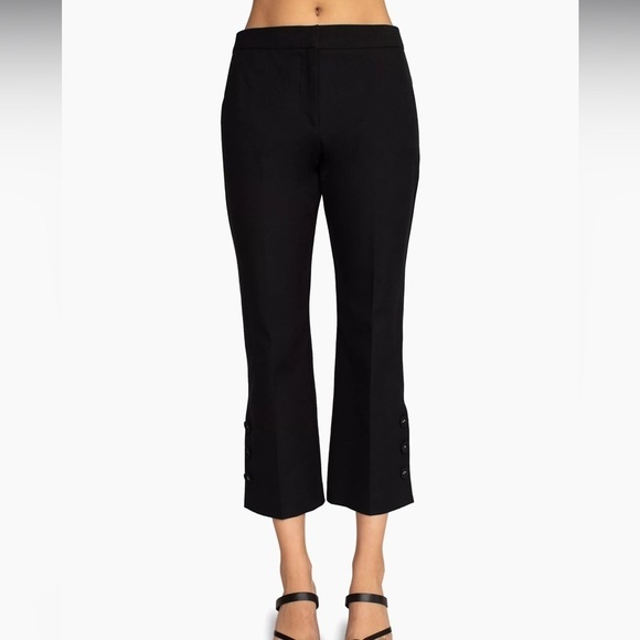Trina Turk Ore Cropped Boot-Cut Button Hem Pants Black - Picture 1 of 10